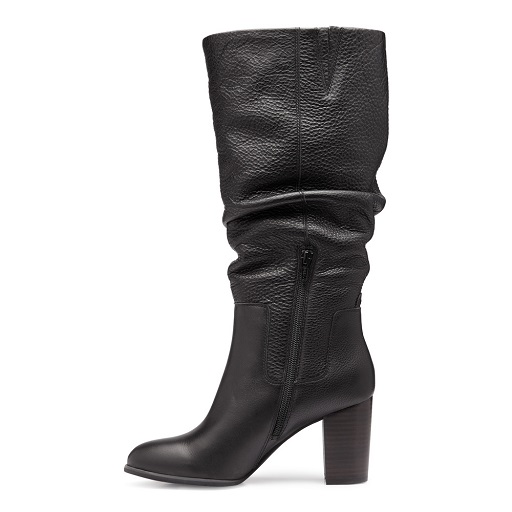 High heeled black boots