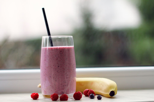 Healthy berries banana post-workout smoothie